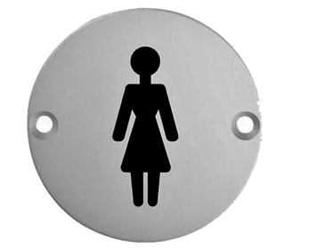 Eurospec Female Symbol Sign, Polished Stainless Steel OR Satin Stainless Steel Finish - SEX1012